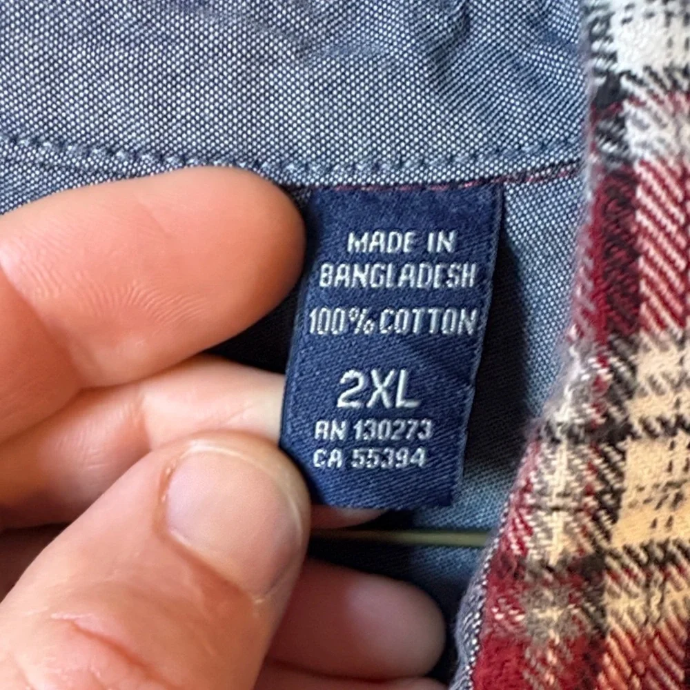 Wrangler Burgundy Plaid‎ Long Sleeve Shirt